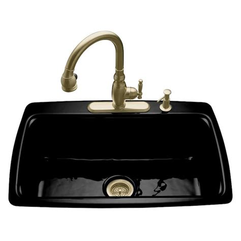 Kohler Cape Dory 22 In X 33 In Black Single Basin Cast Iron Drop In 3