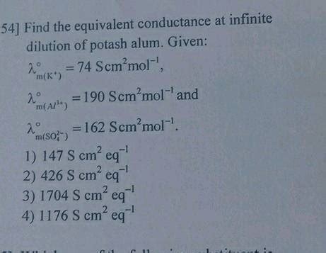 The Equivalent Conductance Of Ch Coona Hcl And Nacl At Infinite