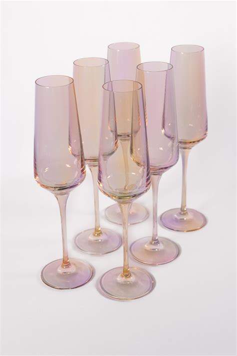 Estelle Colored Champagne Flute Set Of 6 {iridescent} Estelle Colored Glass