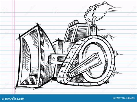 Sketch Doodle Bulldozer Stock Vector Illustration Of Bulldozer 27677726