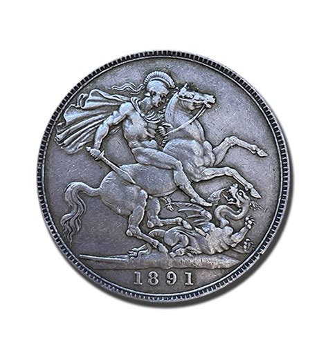 1891 British Silver Crown 5 Shillings Queen Victoria Coin