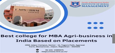 Best College For Mba Agri Business In India Based On Placements