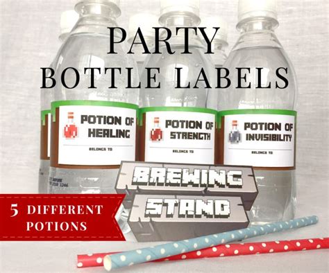 Printable Minecraft Bottle Labels - Minecraft Birthday Party Supplies