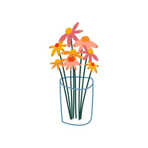 Premium Vector Beautiful Spring Or Summer Flowers In Glass Vase