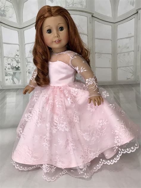 Pink Lace Dress Ball Gown For American Girl Doll American Girl