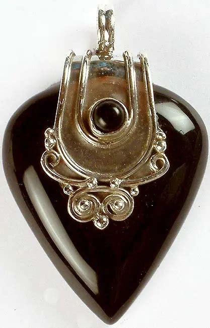 Inverted Tear Drop Black Onyx Pendant Exotic India Art