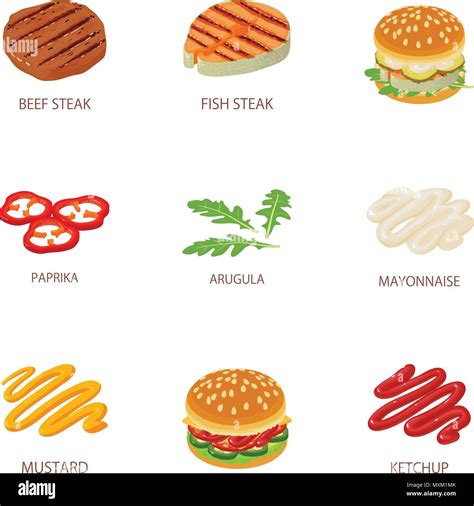 Steak Icons Set Cartoon Style Stock Vector Image And Art Alamy