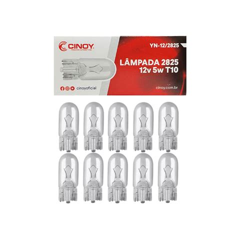 Kit 10 lampadas T10 halogena Pingo esmagada Camarão 12V 5W CINOY CX C