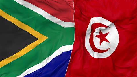 South Africa and Tunisia Flags Together Seamless Looping Background ...