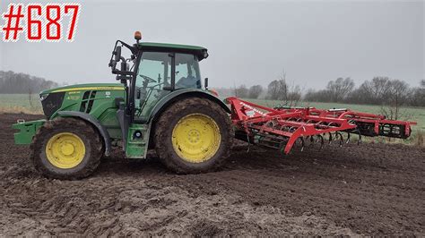 Uprawa pod facelię mokra wiosna opóźnia siew John Deere 6105MC i