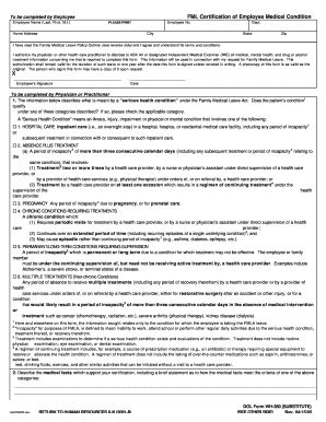 Fillable Online FML Certification Of Employee Medical Condition To Be