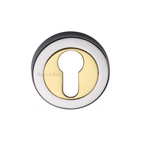 Heritage Brass Euro Profile Cylinder Escutcheon Chrome And Brass Finish Handles4doors