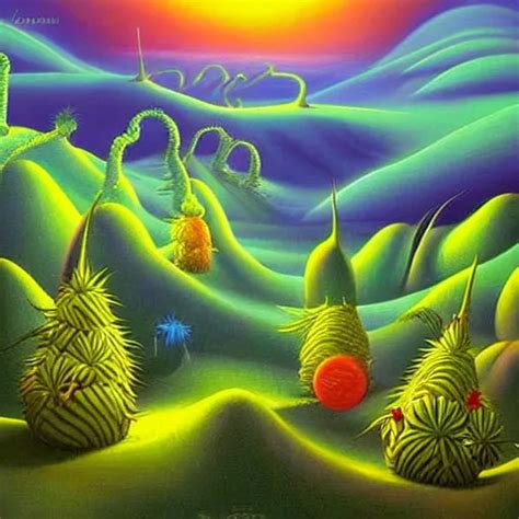 Surrealistic Painting Of Cannabis Dense Bushes On Stable Diffusion