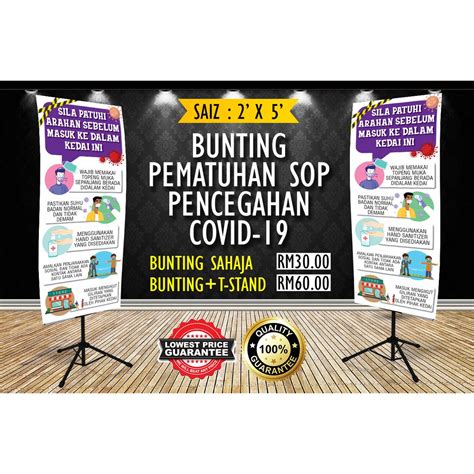 Bunting Pematuhan SOP Pencegahan Untuk Kedai Supermarket Premis