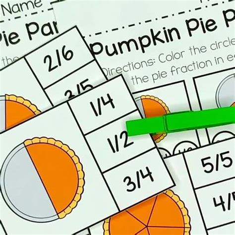 Pumpkin Fractions Activity Pumpkin Pie Parts Fractions Lesson Tpt