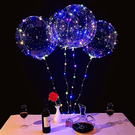 10 Pack Led Light Up Bobo Baloons 20 Inches Clear Balloons Glow Bubble