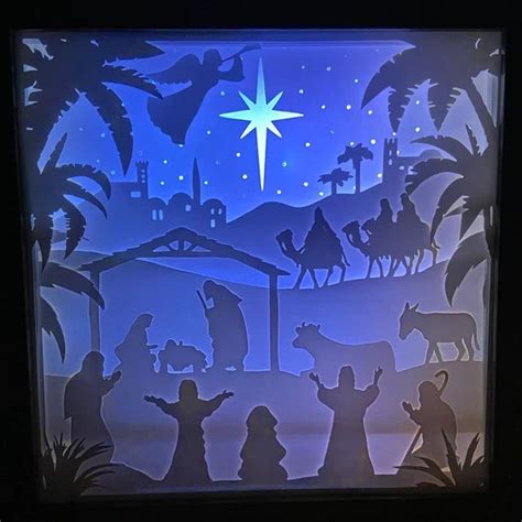 Nativity Shadow Box Svg Christmas Shadow Box Template Layered