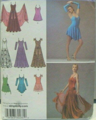 Sewing Pattern Simplicity Jazz Ballroom Tango Competition Dance Sz