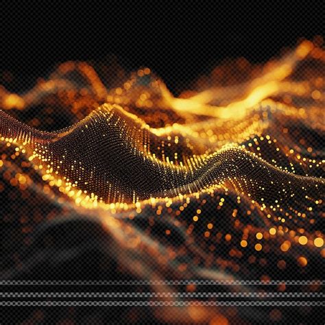 Premium PSD Golden Particles Wave Transparent Background