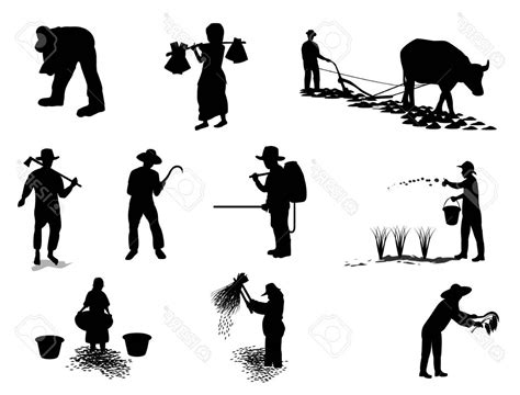 Farmer Silhouette Vector At Vectorified Collection Of Farmer