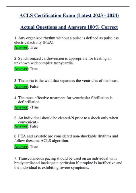 Acls Certification Exam Latest 2024 2025 Actual Questions And