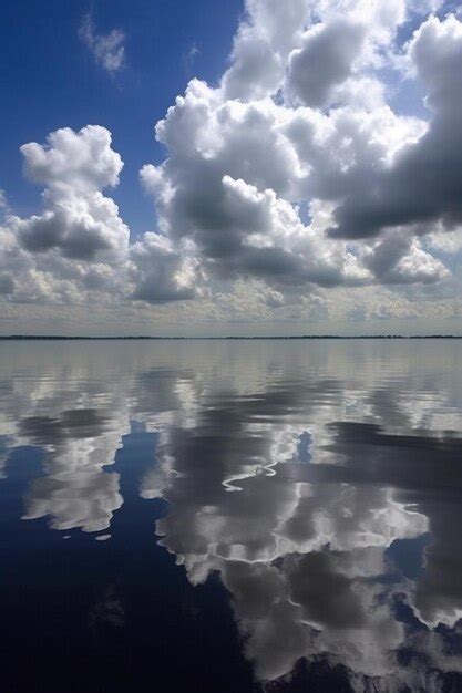 Premium Ai Image Clouds And Sky Reflected In The Water