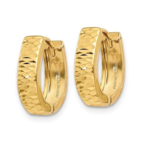 Buy 14k Gold Textured And Polished Hinged Hoop Earrings Apmex