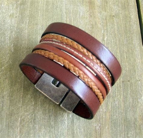 Bracelet Homme Cuir Marron Fermoir Magnétique de la boutique