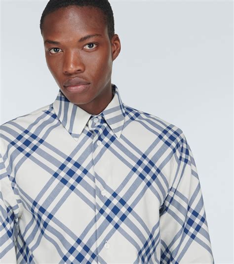 Checked cotton flannel shirt in blue - Burberry | Mytheresa