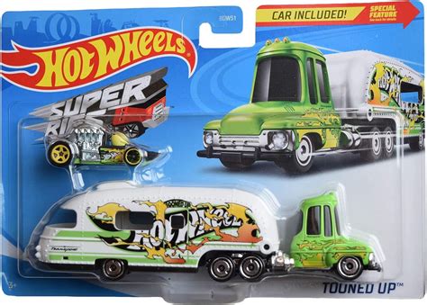 Hot Wheels Super Rigs Tooned Up Greenwhite Car Included Toys And Games