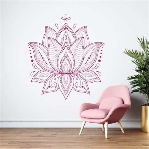 Lotus Wall Decal Lotus Flower Wall Decal Lotus Mandala Etsy