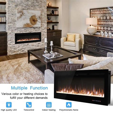 FIDOOVIVIA 60 Inch Electric Fireplace Recessed And Wall Mounted