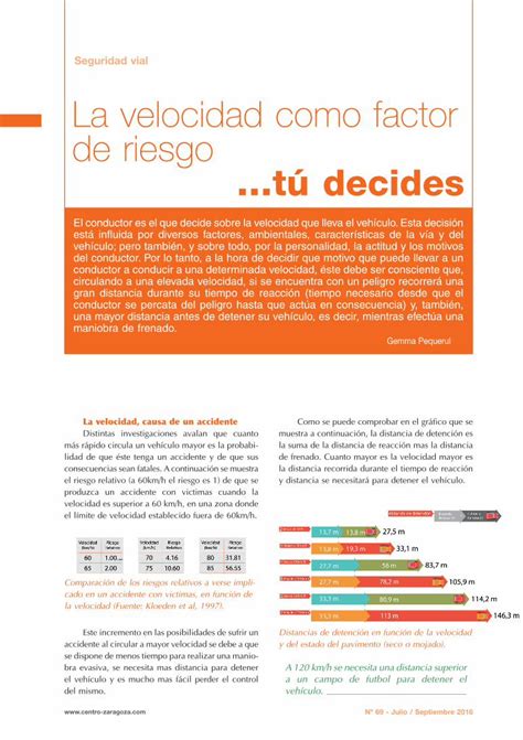 PDF Seguridad vial La velocidad como factor de riesgo tú bra