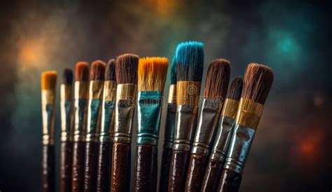 Types of Paint Brushes. Watercolor, Oil Paint, Powder Paint, Etc Stock ...