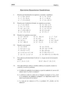 Ejercicios Ecuaciones Cuadráticas UTalca ejercicios ecuaciones