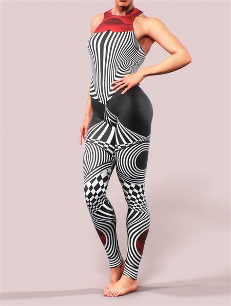 Op Art Clothing Optical Illusion Bodysuit Exercise Jumpsuit | Etsy