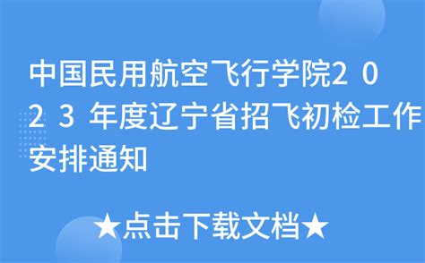 中国民用航空飞行学院2023年度辽宁省招飞初检工作安排通知