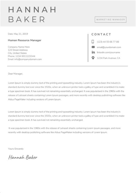 Resume Cover Letter Template Google Docs