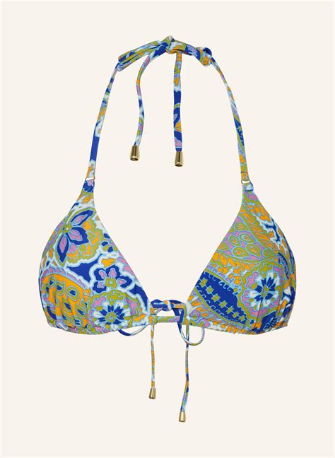 Hot Stuff Triangel Bikini Top In Blau Oliv Orange