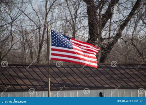 Uma Bandeira Americana Que Funde No Vento Imagem De Stock Imagem De