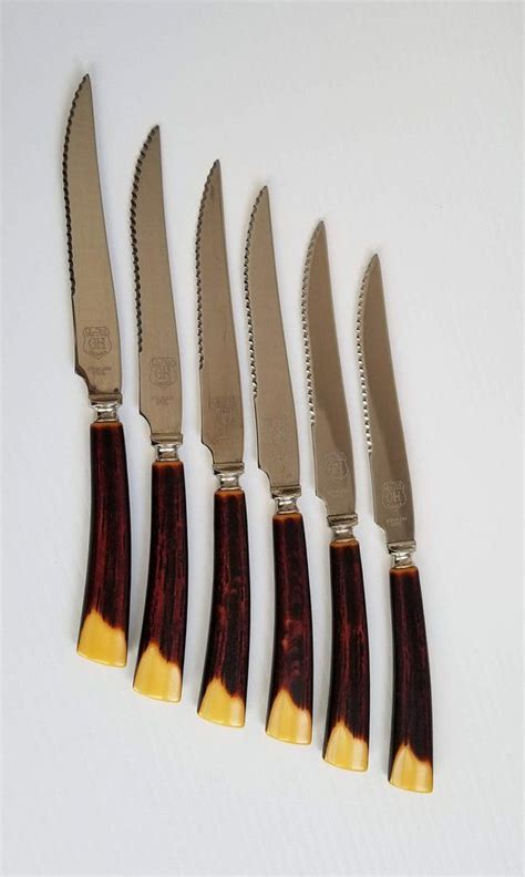 Steak Knives Set Of 6 By Glo Hill Canada Knife Block Faux Stag