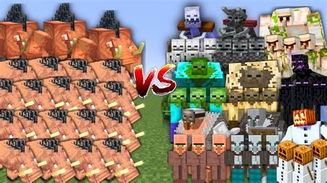 Hoglin Army Vs All Mobs Army In Minecraft Mob Battle Youtube