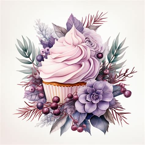 Premium Photo There Is A Cupcake With Frosting And Flowers On It