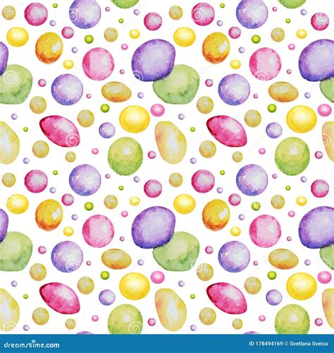 Bright Colors Candy Sweets Seamless Pattern Watercolor Hand Drawn