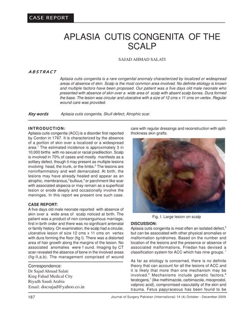 PDF CASE REPORT APLASIA CUTIS CONGENITA OF THE SCALP