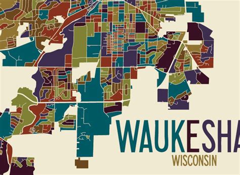 Waukesha Wisconsin Art Map Print Waukesha County By James Etsy