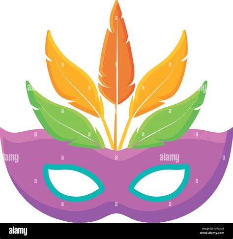 Pink Carnival Mask With Feathers Over White Background Vector