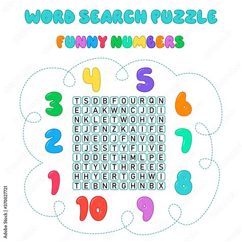 Word search puzzle. Crossword with numbers. Funny numbers. Vector ...