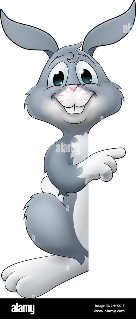 Easter Bunny Rabbit Cartoon Character Peeking Sign Stock Vector Image