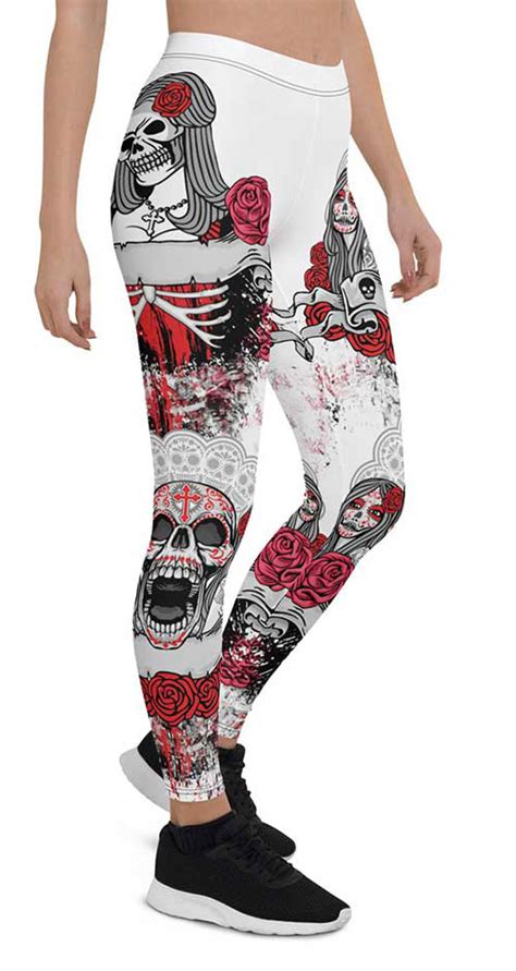 Red Cross Skull Leggings Action Curves